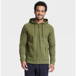 All In Motion Men's Small Green Ponte Full-Zip Hoodie Long Sleeve Zip Pockets